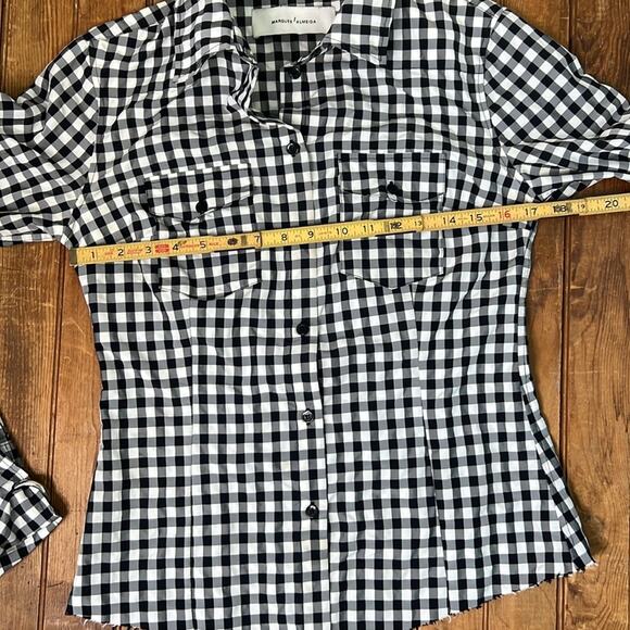 Women’s Marques Almeida black white check long sleeve blouse top size large - Picture 8 of 10